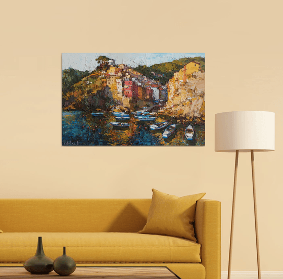 Riomaggiore, Cinque terre - Italian Landscape painting