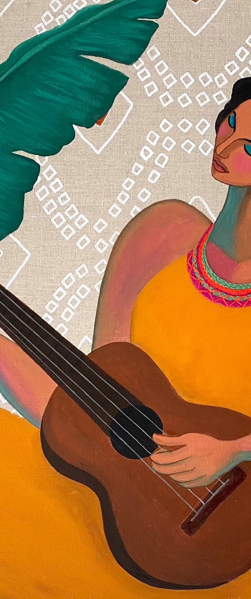 Woman playing Cuatro by Gisella Stapleton