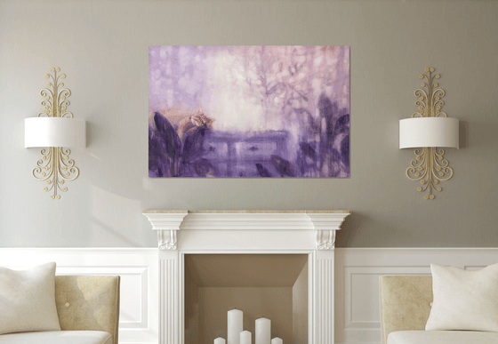 Violet morning - homescape with ginger cat