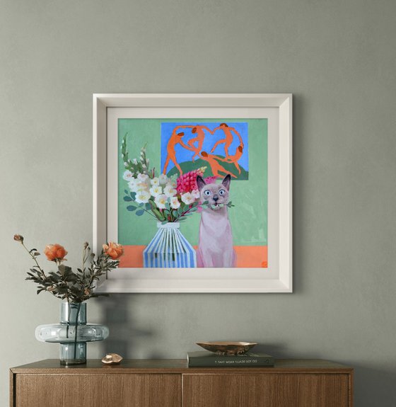 Gladioli, Matisse and the cat