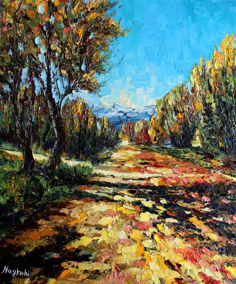 Impressionistic Landscape Oil Painting By Haykuhi Khachatryan, 20 X 24, Autumn In Lori, Original Artwork