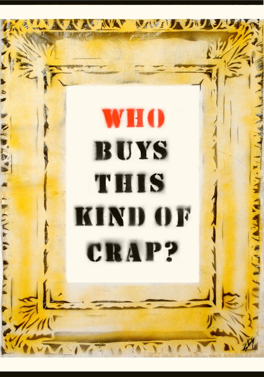 Typographic Still Life Oil Painting By Juan Sly, 22 X 30", Crap (On Plain Paper)., Original Artwork