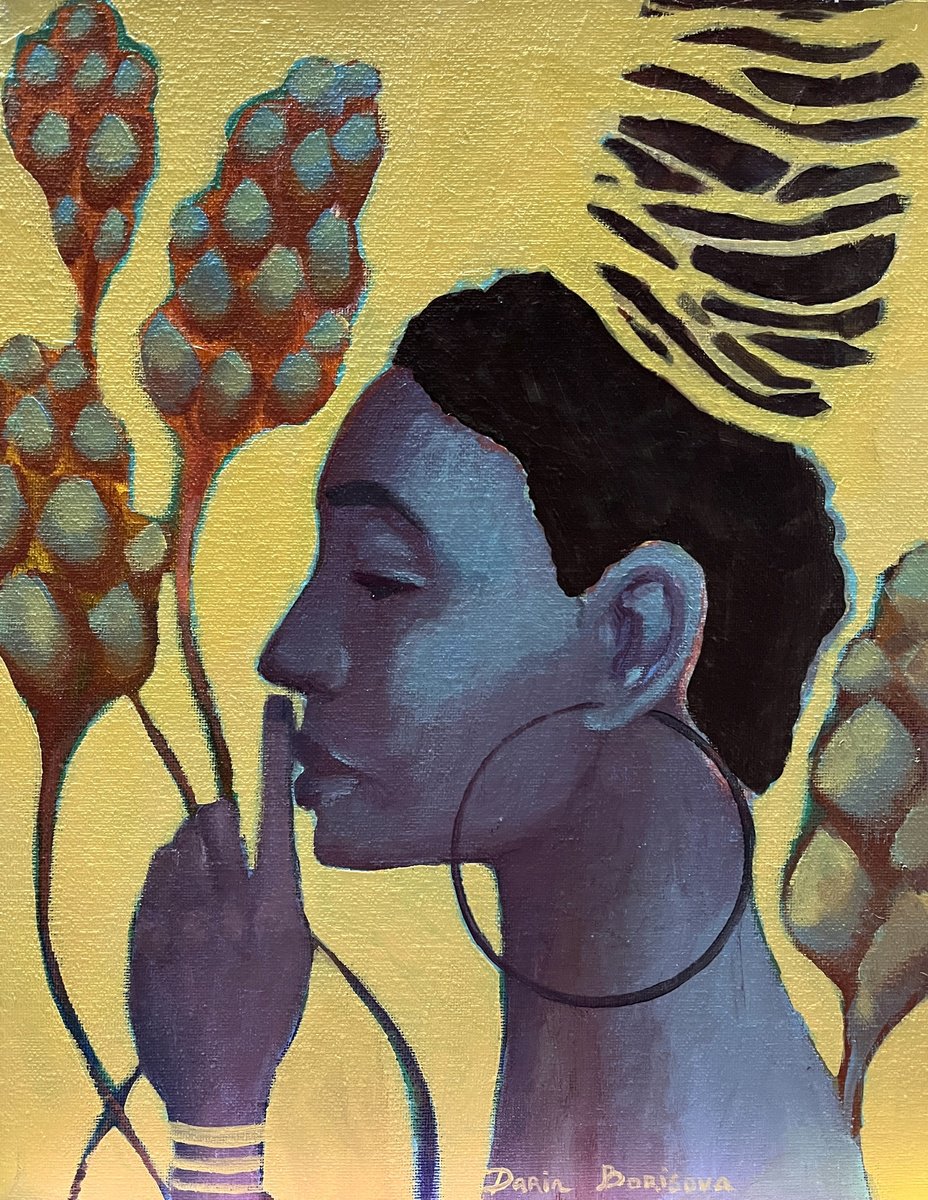 Surrealistic Portrait Acrylic Painting By Daria Borisova, 11 X 14, Halo, Original Artwork