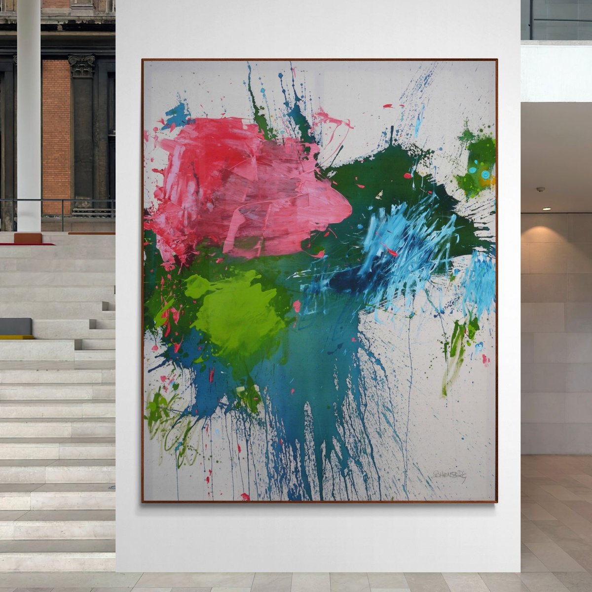 Expressive Abstract Painting By Daniela Schweinsberg, 63 X 79, Sent You Flowers Ii, Original Artwork