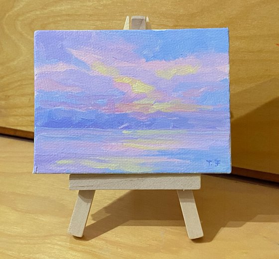 Pink Clouds Miniature oil