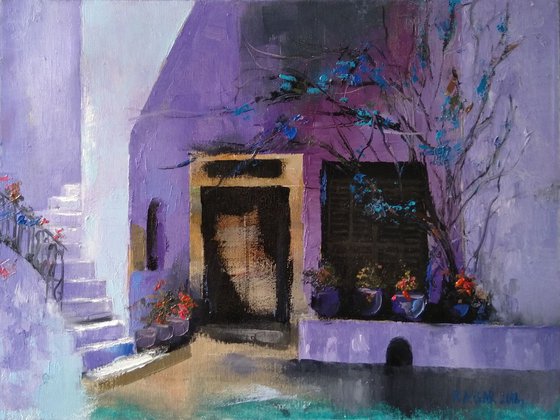 Purple garden(30x40cm, oil painting, ready to hang)