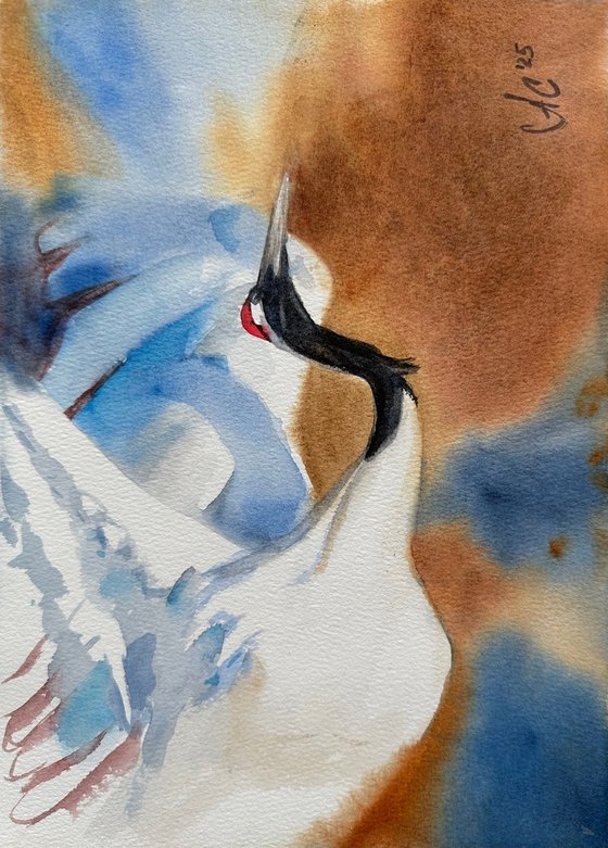 Birds: White Crane and Little Owl