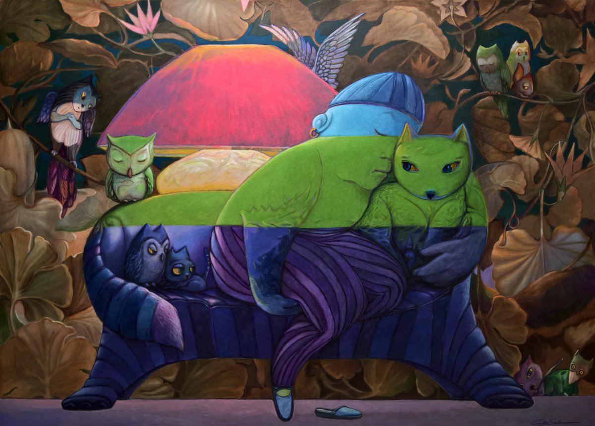 Surrealistic Animal Acrylic Painting By Carlo Salomoni, 75 X 55, When You Are...( On Demand ), Original Artwork