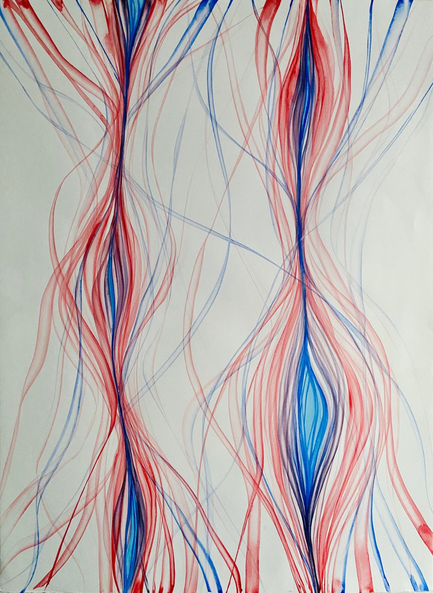 Organic Abstract Watercolour By Shushanik Karapetyan, 22 X 30", Flow, Original Artwork