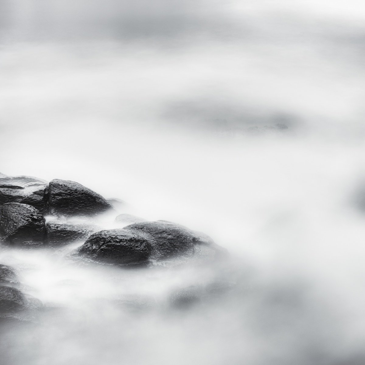 Impressionistic Landscape Photograph By Karim Carella, 30 X 30", Rocks In The Clouds (Studio 40), Original Artwork