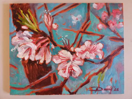 Almond blossom oil painting