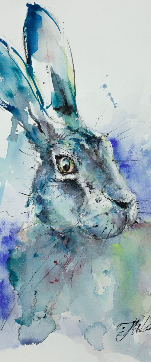 Ultramarine Turquoise Hare by Tomasz Mikutel