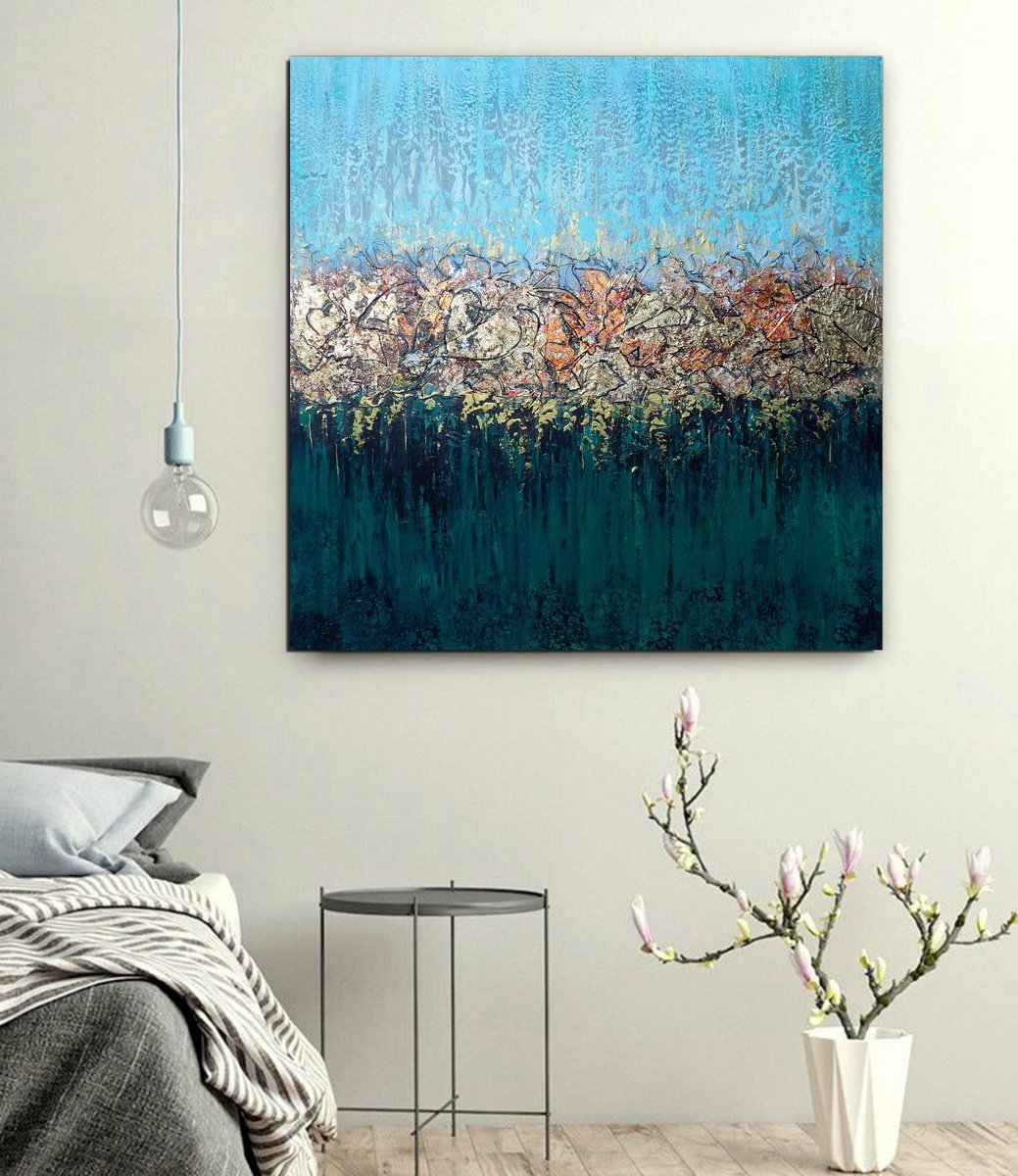 Abstract Painting By Areti Ampi, 31 X 31, New Horizon, Original Artwork