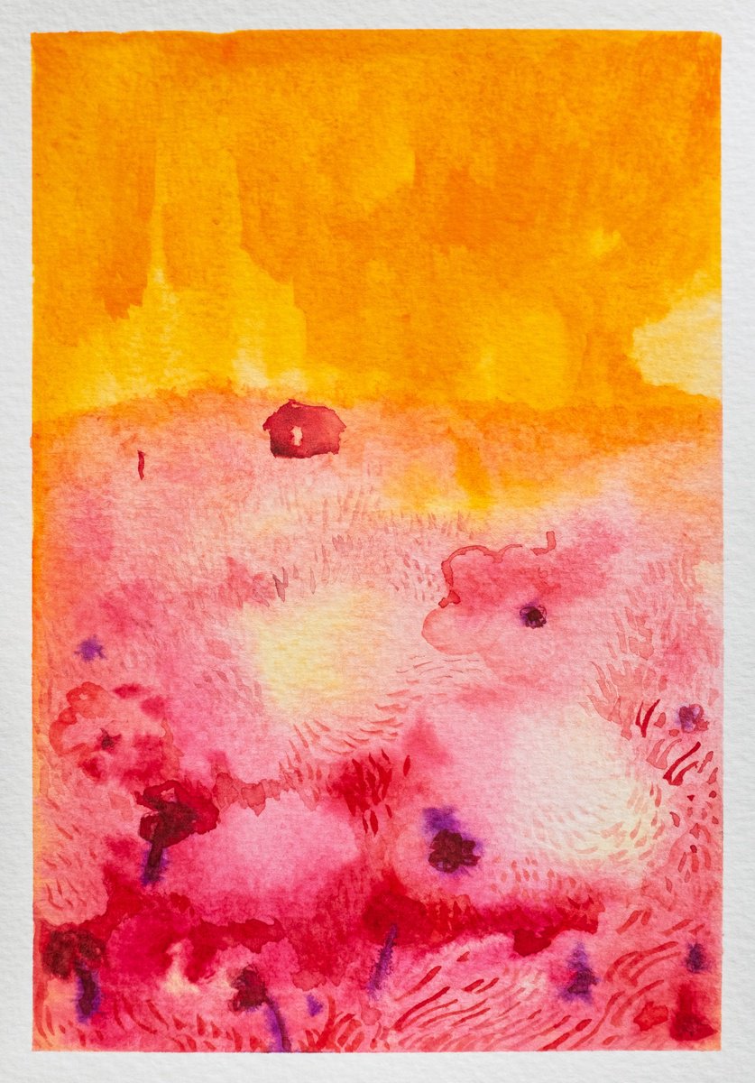 Expressive Landscape Watercolour By Bohdan Svyrydov, 5 X 7, Hidden Glow 0020, Original Artwork