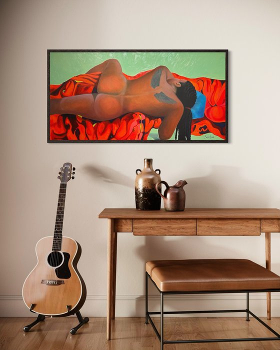 Original oil painting Female portrait Nude