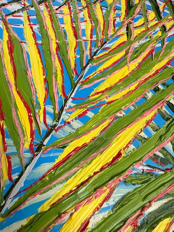 Rustle - palm trees / nature abstraction impasto oil painting