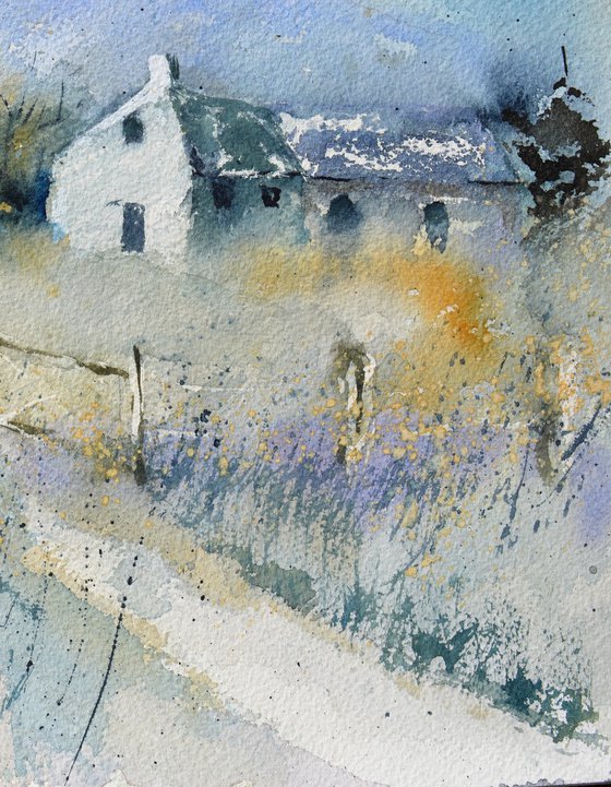 Misty landscape - watercolor