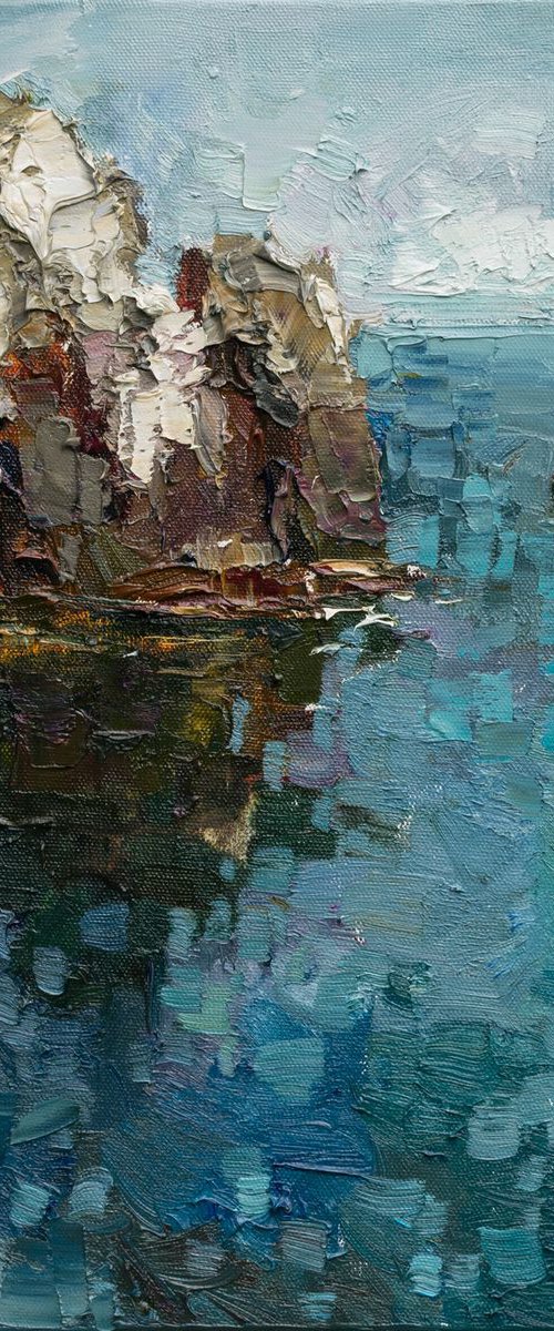 Rocky seascape - Original oil painting by Anastasiia Valiulina