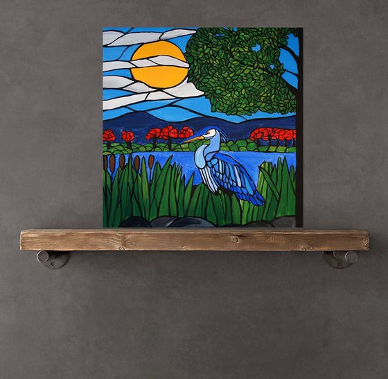 Blue Heron painting