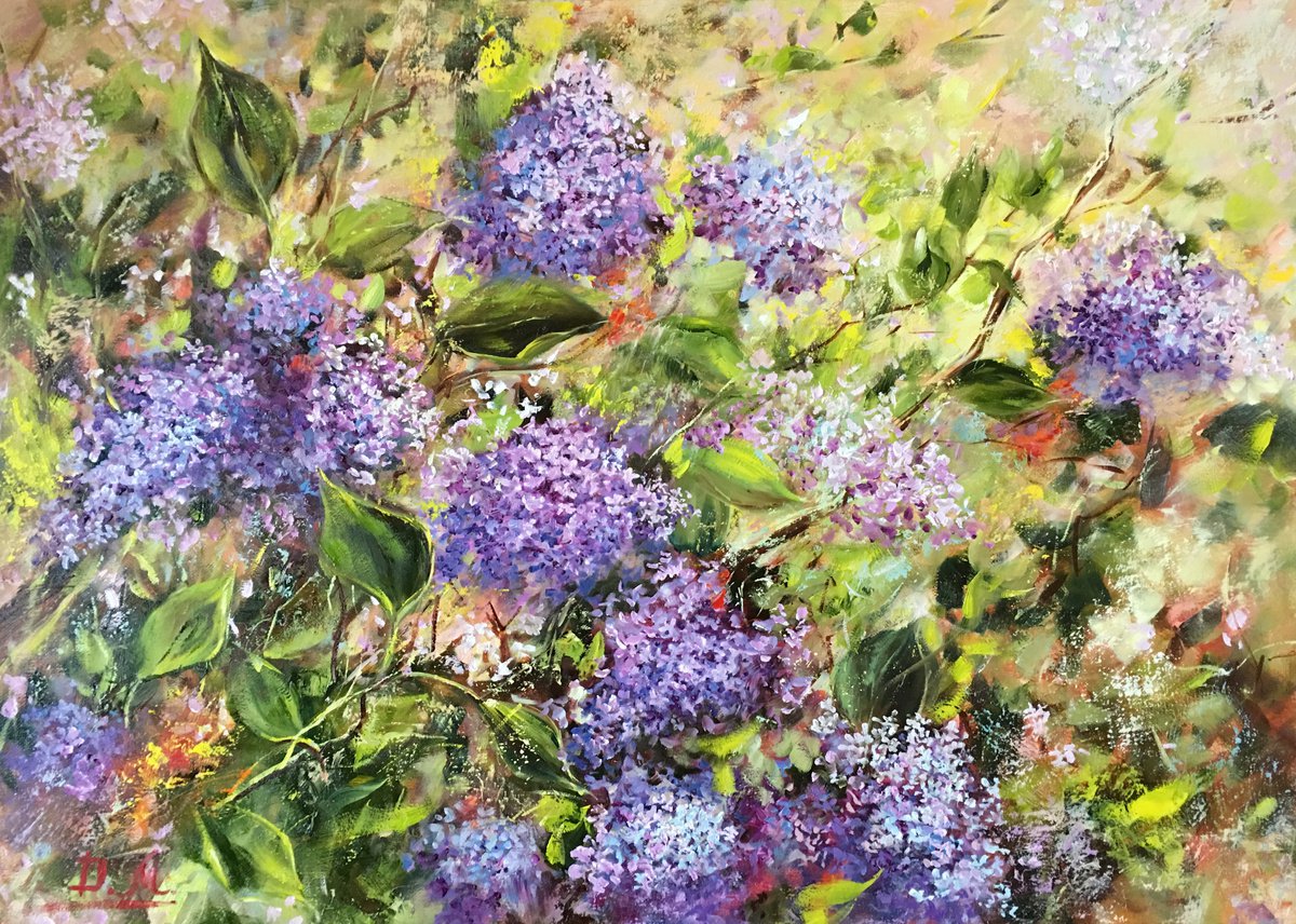 Impressionistic Botanical Oil Painting By Diana Malivani, 28 X 20, In The Spring Sunshine, Original Artwork