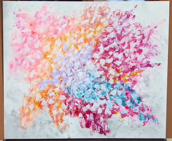 Frozen in time 2 - XL colorful floral abstract painting