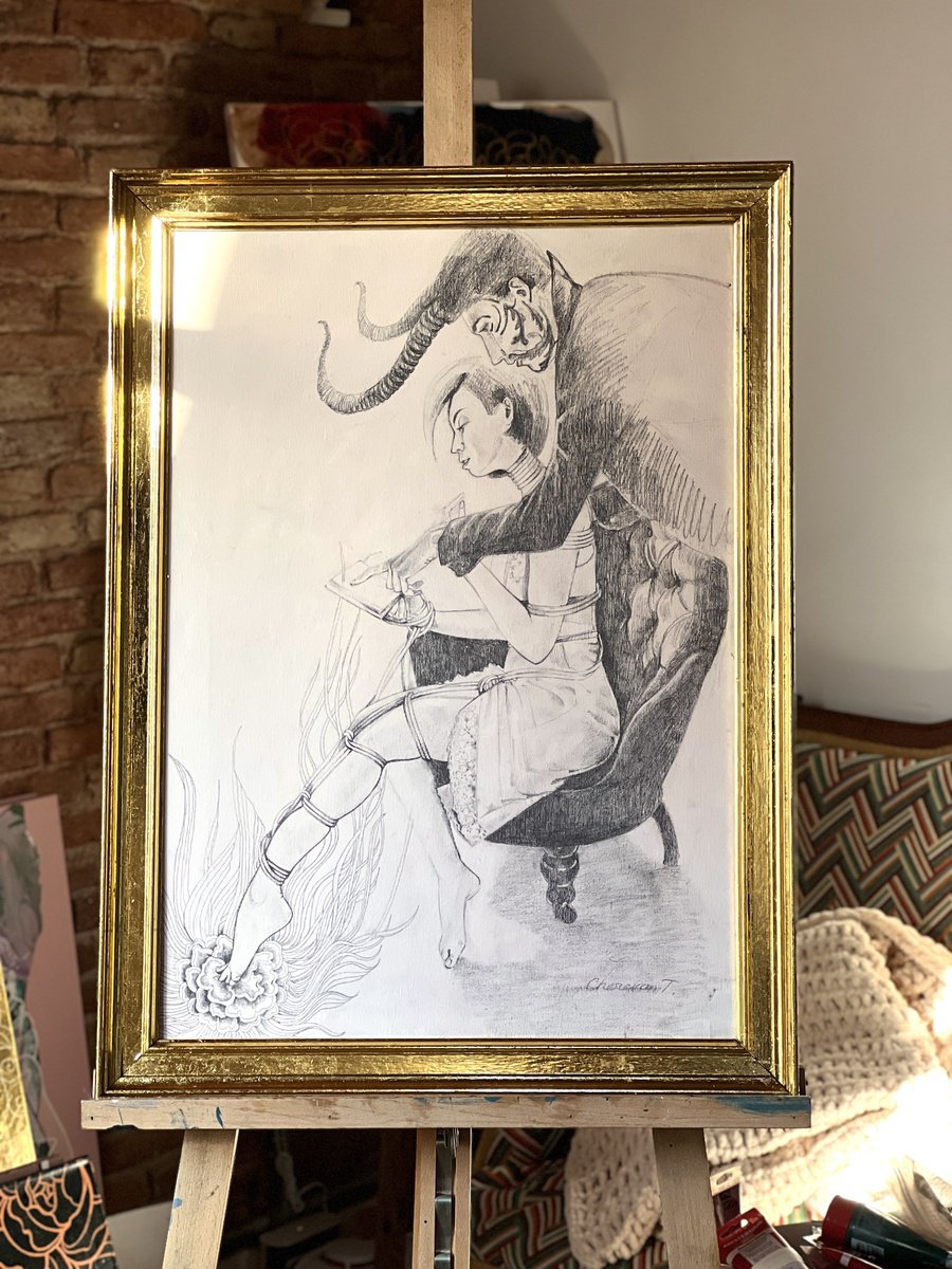 Graphic Pencil Drawing , The Beauty And The Beast By Tetiana Cherevan, 22 X 29, Artwork For Sale On Artfinder