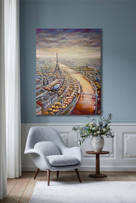 View of beautiful Paris. Original oil painting