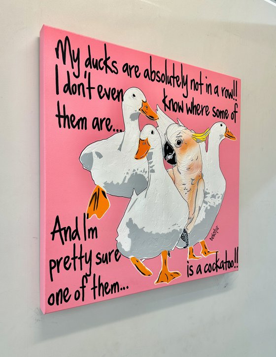 Ducks in a Row Pink Cockatoo 61cm x 61cm