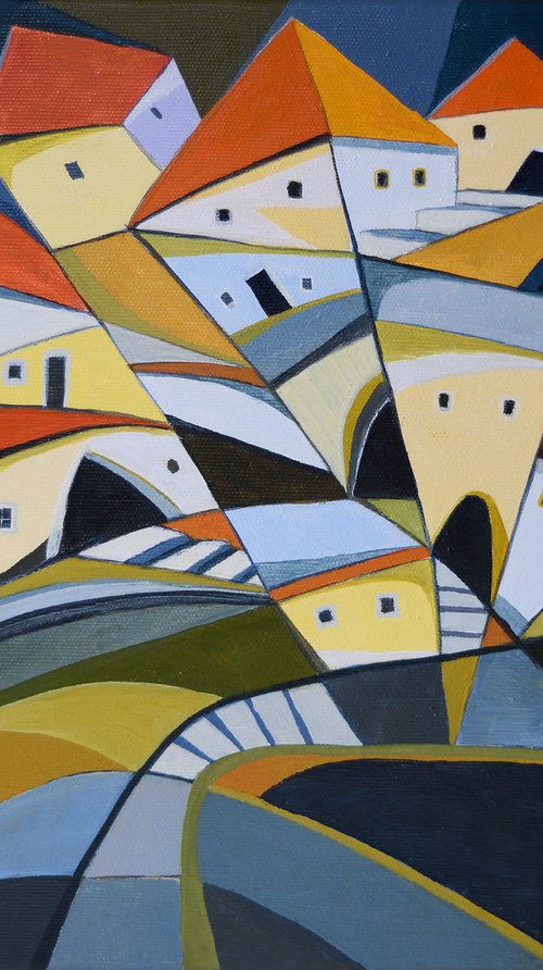 Houses on the hillside by Aniko Hencz