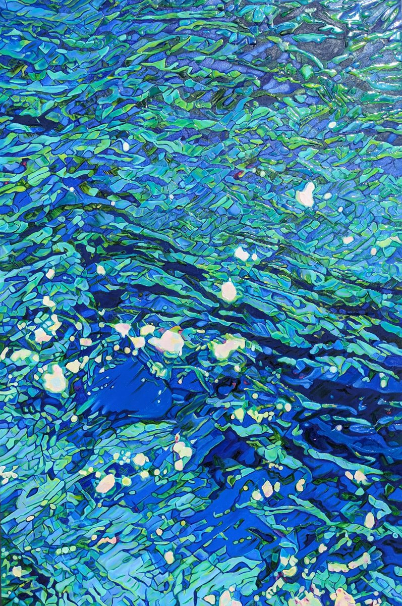 Impressionistic Landscape Oil Painting By Irinagoldenfish, 39 X 59, Rockefeller Emerald, Original Artwork