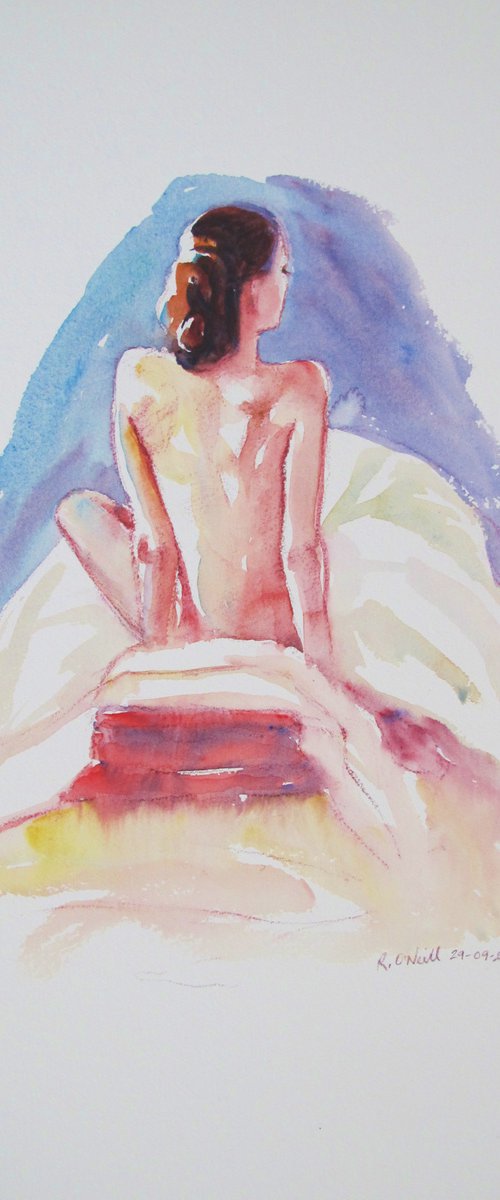 seated female nude back view by Rory O’Neill