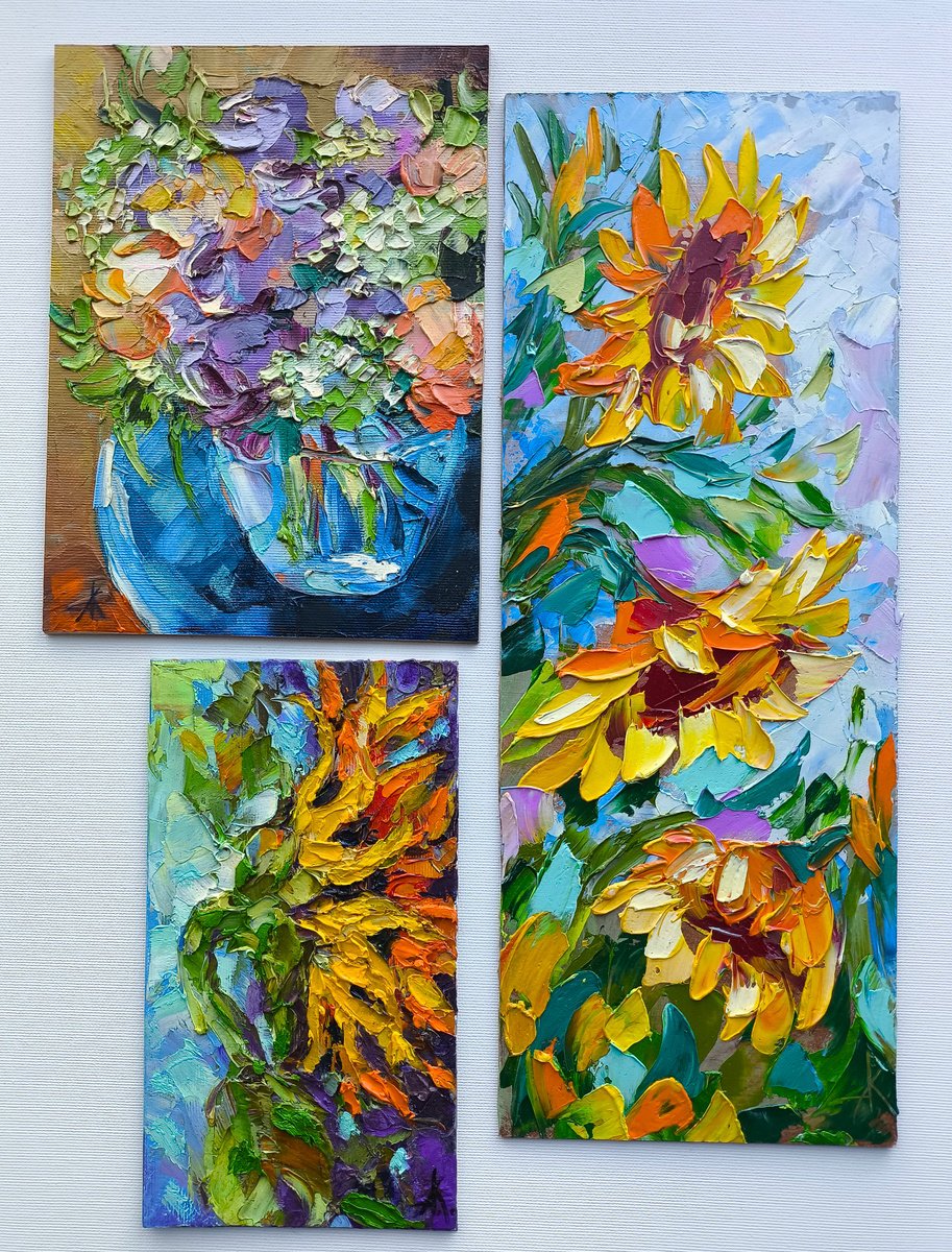 Sunny Flowers (Set Of 3) By Anastasia Kozorez, 13 X 17, Artwork For Sale On Artfinder