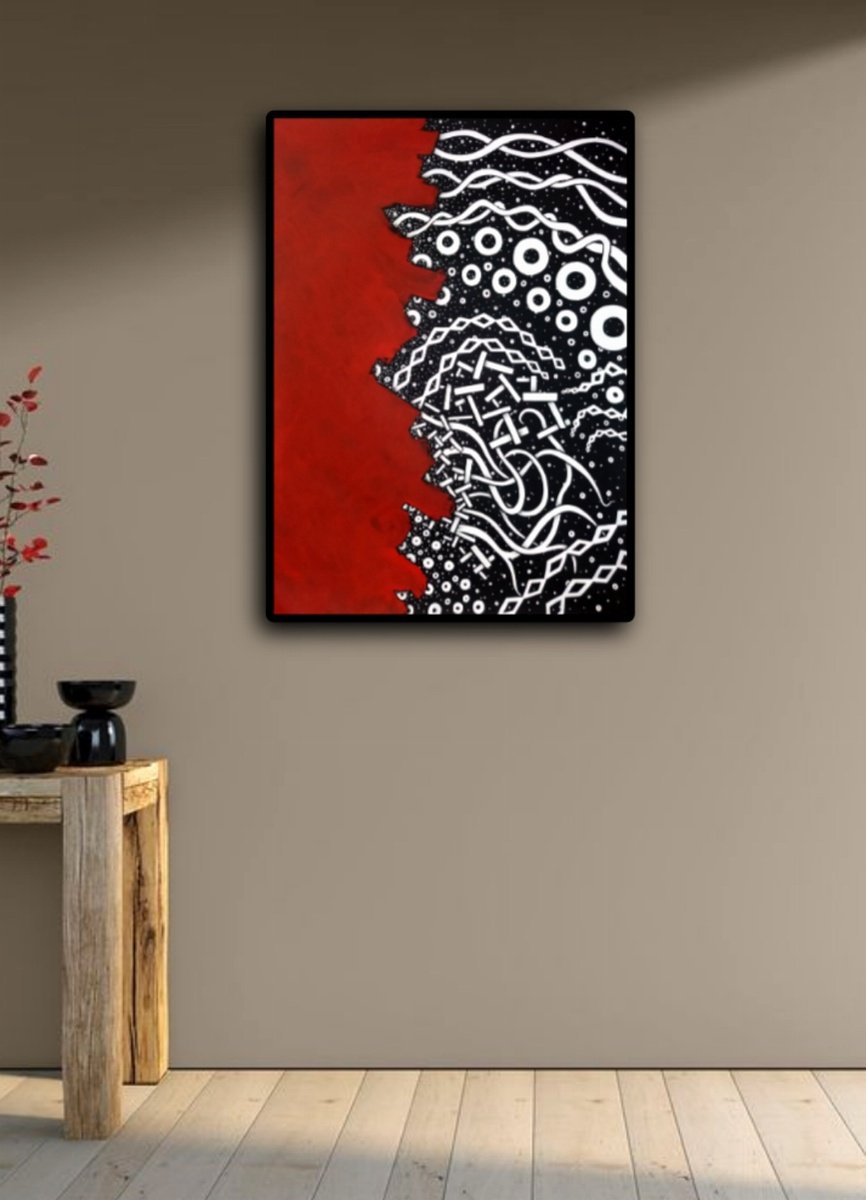 Abstract Painting By Riccardo Ticco Capparella, 31 X 43", Keep The Fires Burning #4, Original Artwork