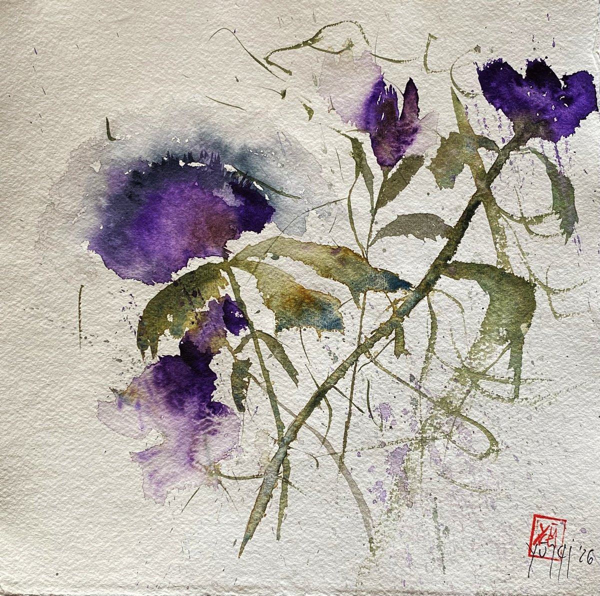 Organic Watercolour , Armonia Viola By YS?rei, 12 X 12, Artwork For Sale On Artfinder