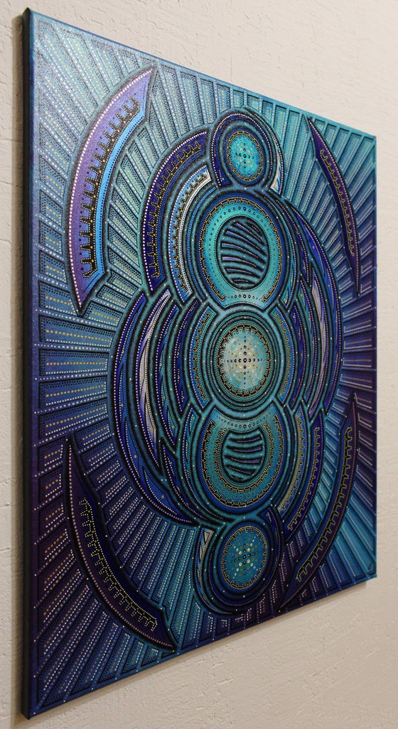 Contemporary painting: Iridescent blue cycle