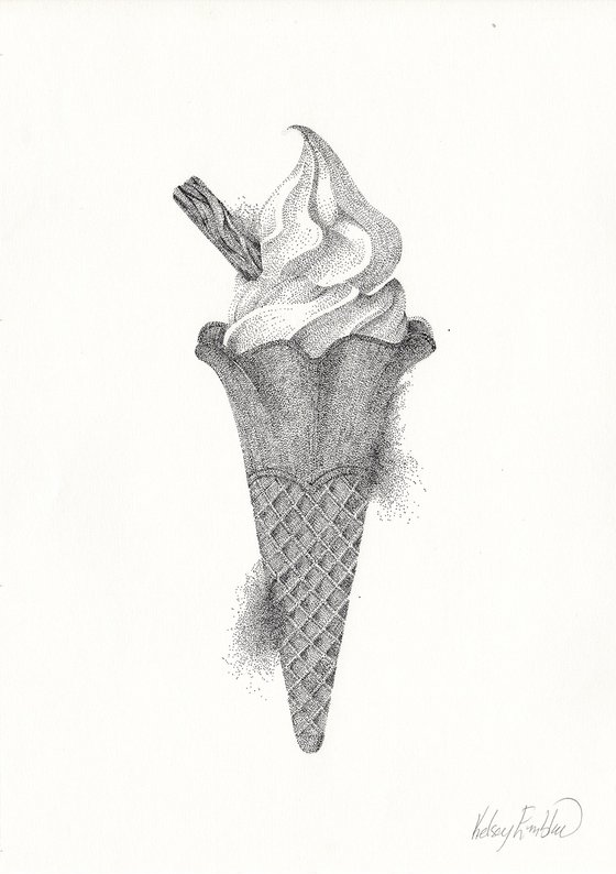 99p - Ice Cream Stippling Illustration Ink drawing by Kelsey Emblow ...