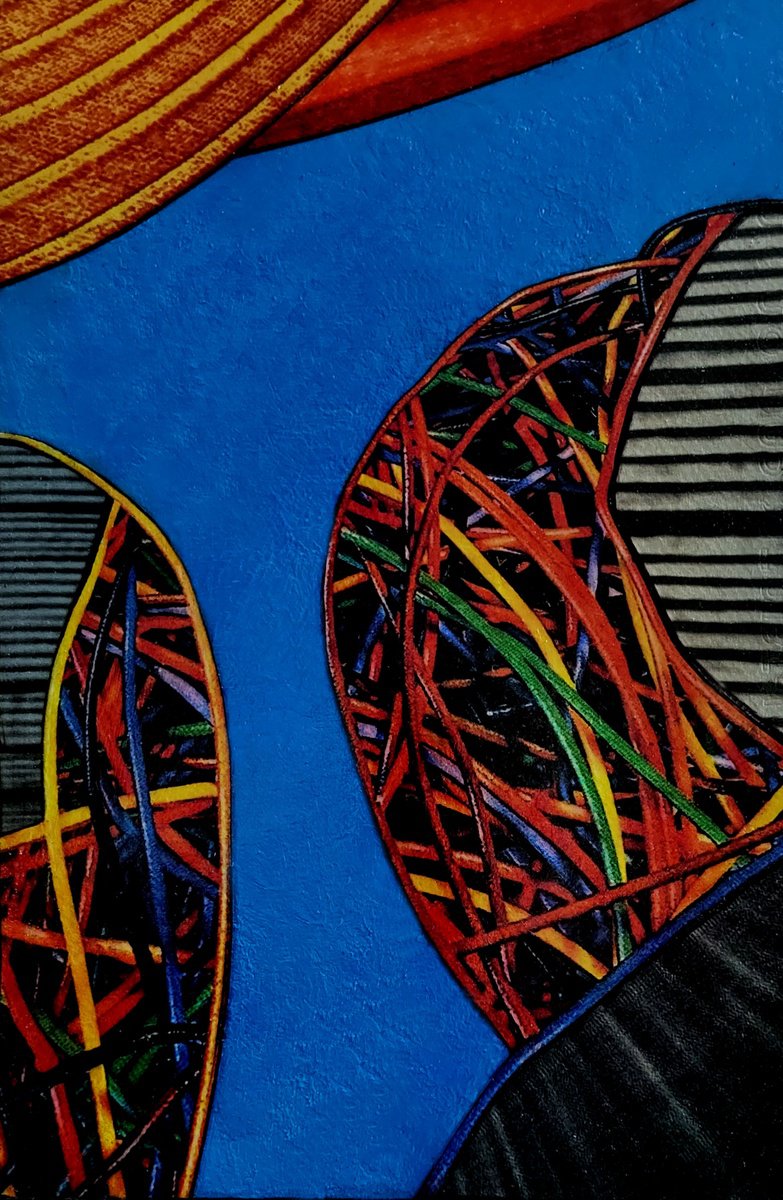 Abstract Acrylic Painting By Juan Pita, 8 X 12", Cybergraph (S11), Original Artwork