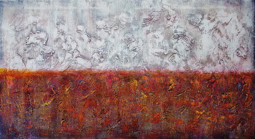 Abstract,red,yellow,white,red,brown,christmas sale was 1200 USD now 845 USD. by Viorel Scoropan