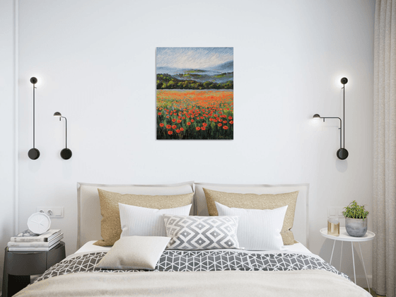 Poppy field in the mountains