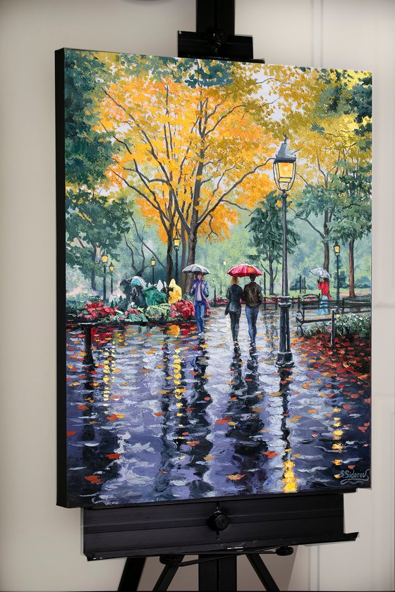 Autumn Rain. Under Umbrellas