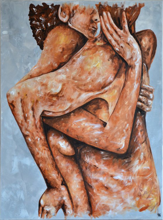 Lovers - Together Forever - XL Original Modern Art Painting on Canvas Ready To Hang