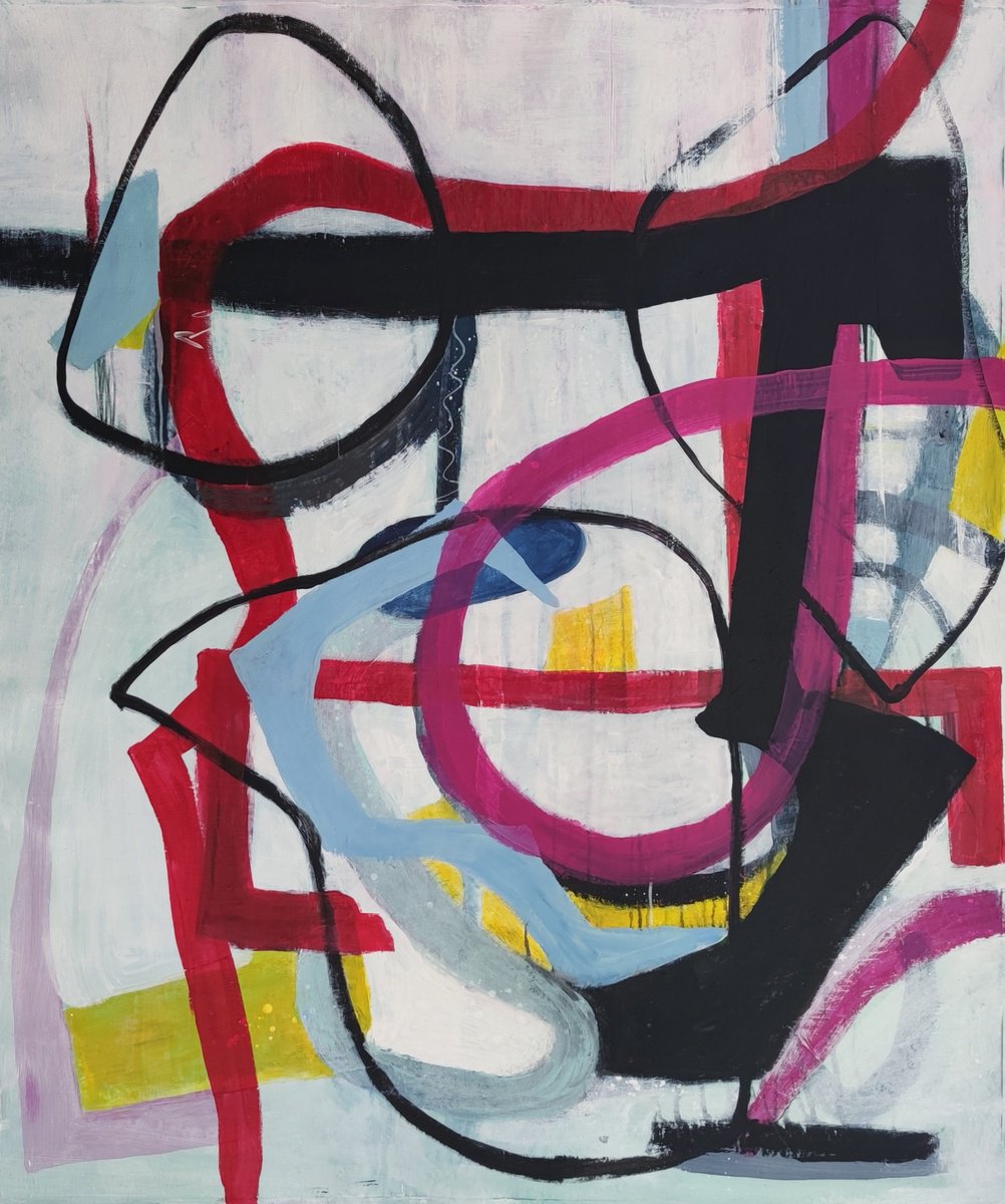 Organic Abstract Acrylic Painting By Chrissy Guest, 37 X 41, Dancing To Jazz, Original Artwork