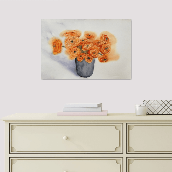 Orange flowers painting.