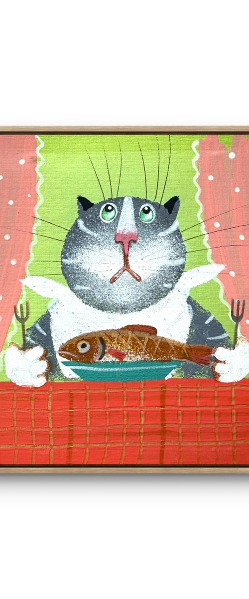 Dinner Time, series of “Three Cat Stories” by Arinika Stratievsky