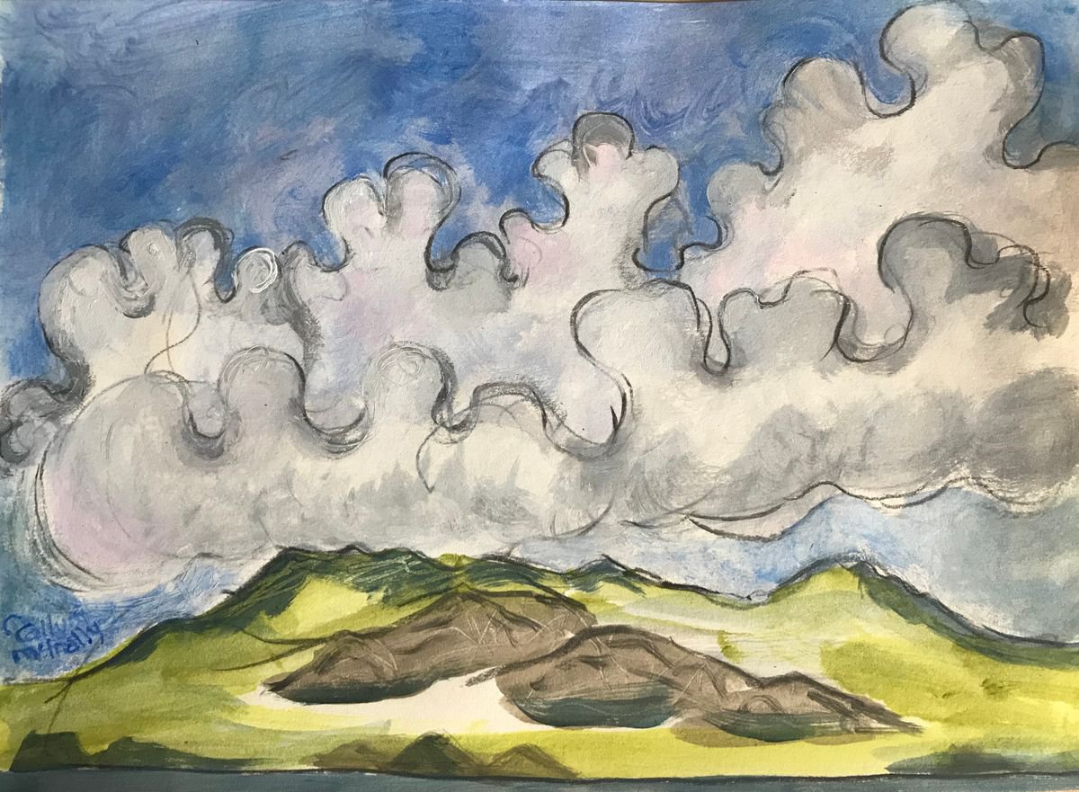 Crazy clouds over tiny island by Christine Callum McInally