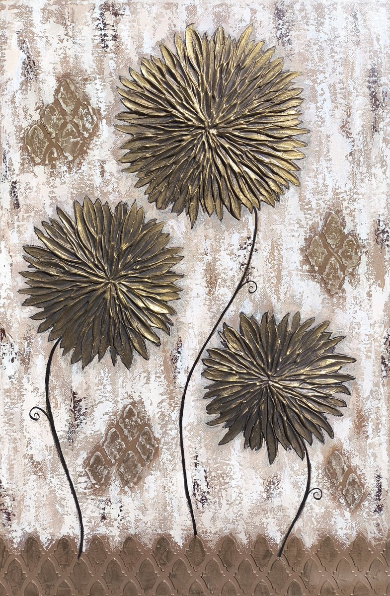 Abstract Botanical Acrylic Painting By Hasmik Mamikonyan, 16 X 24, Ethereal Blossoms, Original Artwork