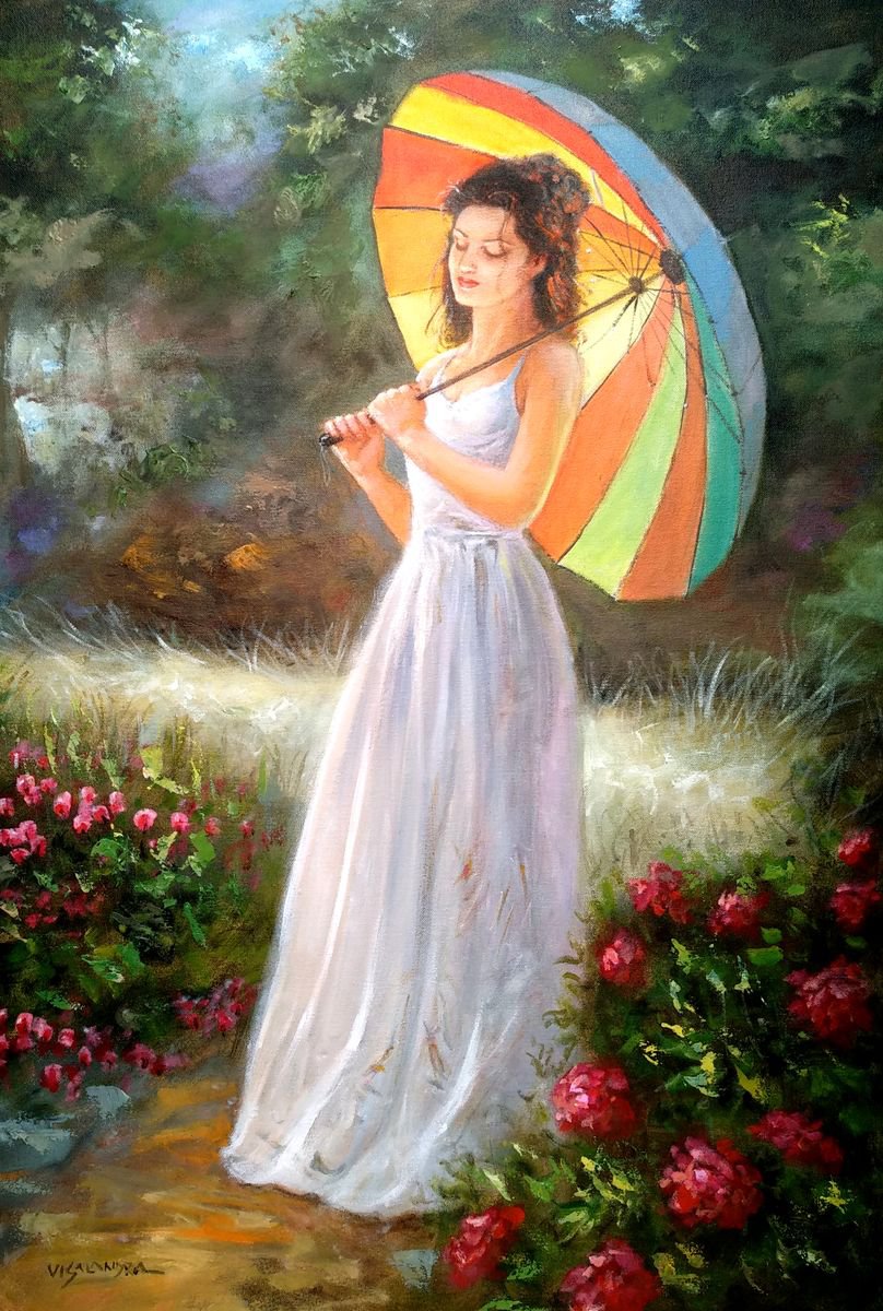 Girl with umbrella by Vishalandra Dakur