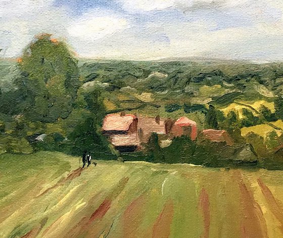 Across the fields in east Kent - an oil painting by Julian Lovegrove