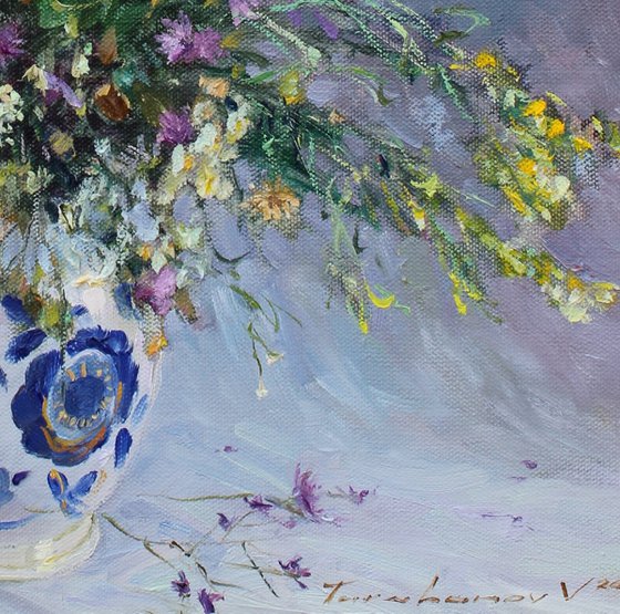 Wildflowers on blue