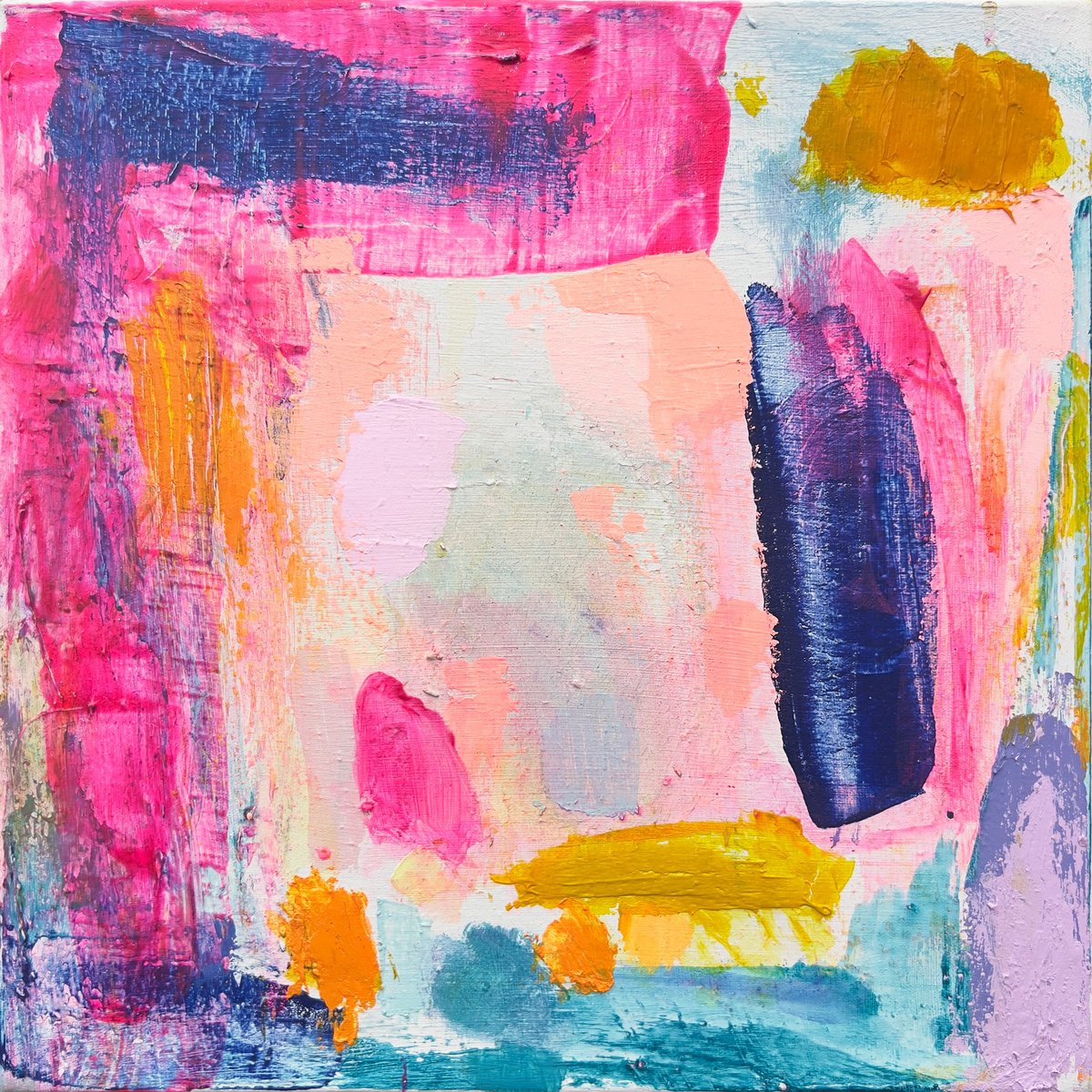 Organic Abstract Acrylic Painting By Kathryn Sillince, 18 X 18", 